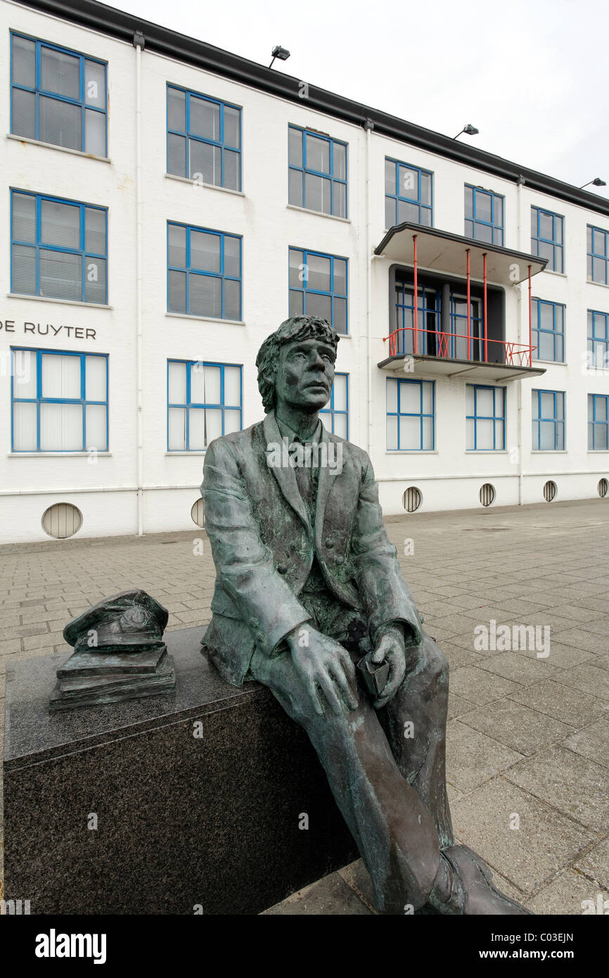 Sculpture of a captain in front of the Maritime Institute De Ruyter, Academy of the seafaring professions, Vlissingen, Walcheren Stock Photo