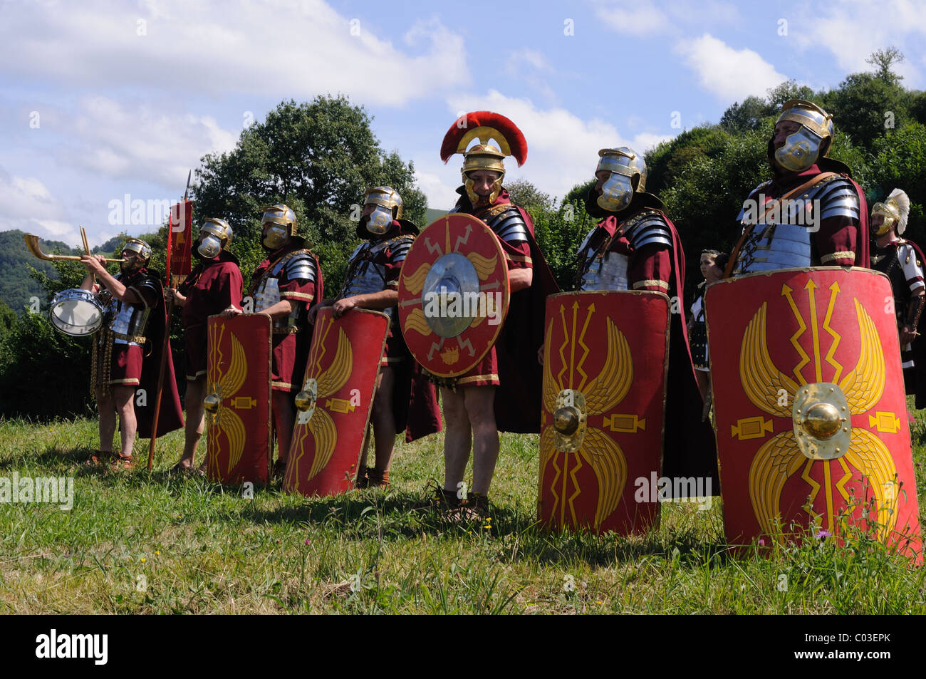 Roman  Legionnaires ' Astur-Roman Festival of  La Carisa '  CARABANZO  Asturias SPAIN. Stock Photo