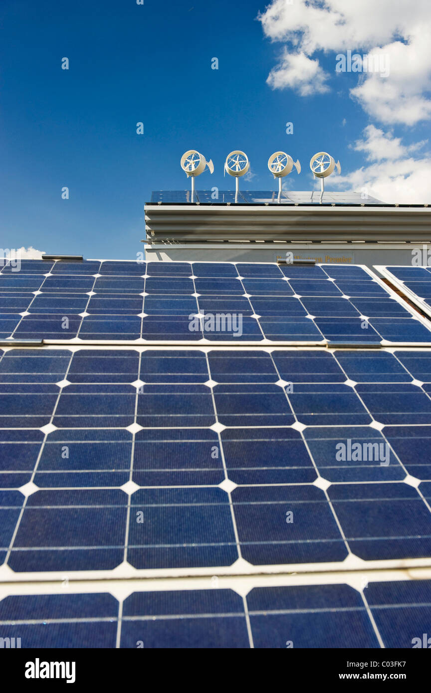 Solar panels wind turbine roof hi-res stock photography and images - Alamy