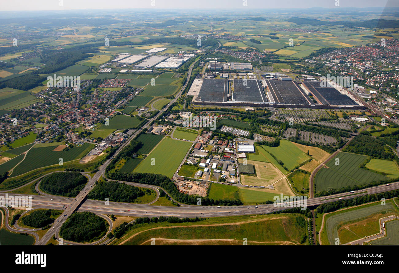 Aerial view, Volkswagen Group factory, Kassel, Hesse, Germany, Europe Stock Photo