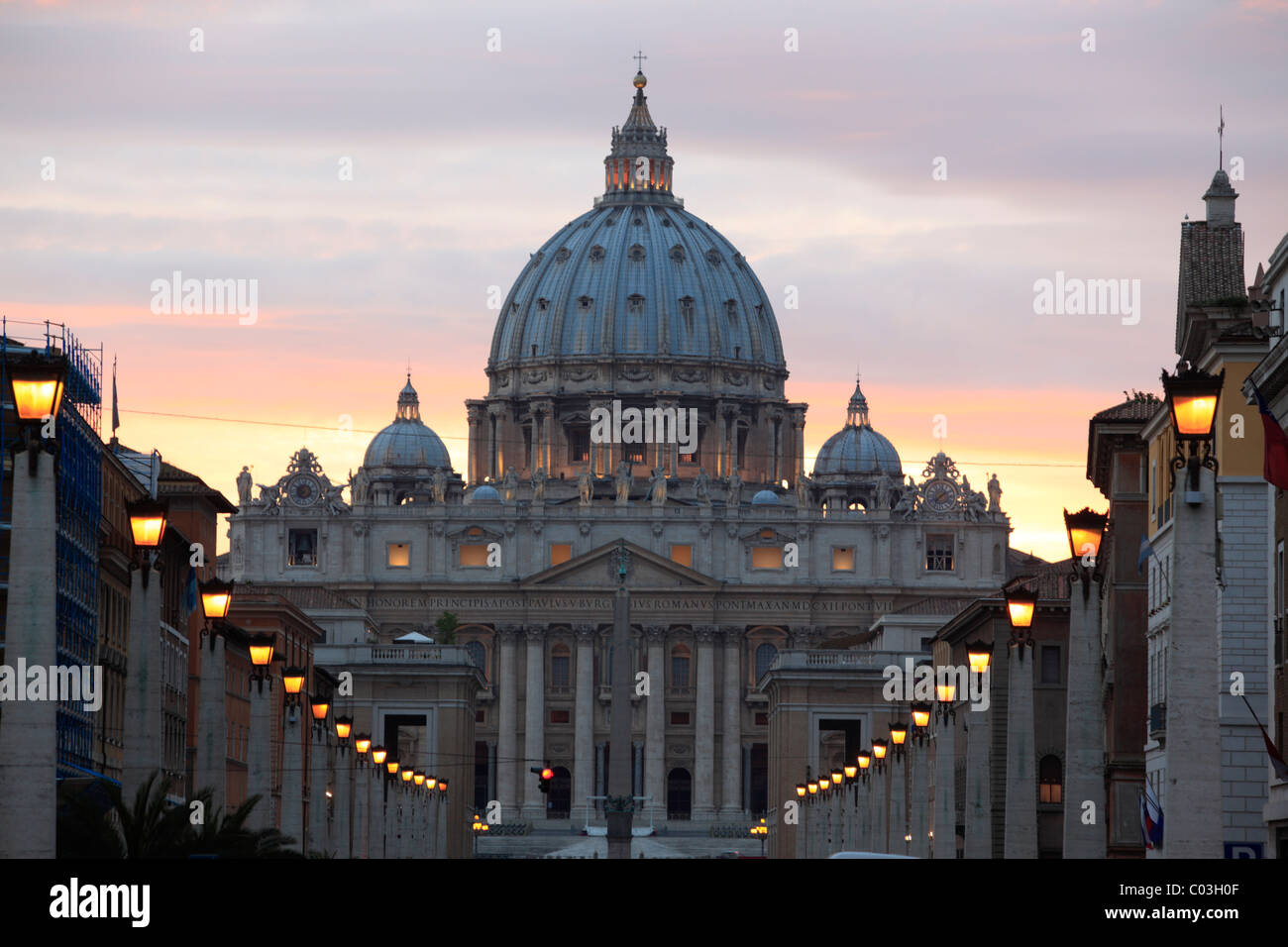 St. Peter's Basilica, Via della Conciliazione, Vatican City, Rome, Italy, Europe Stock Photo