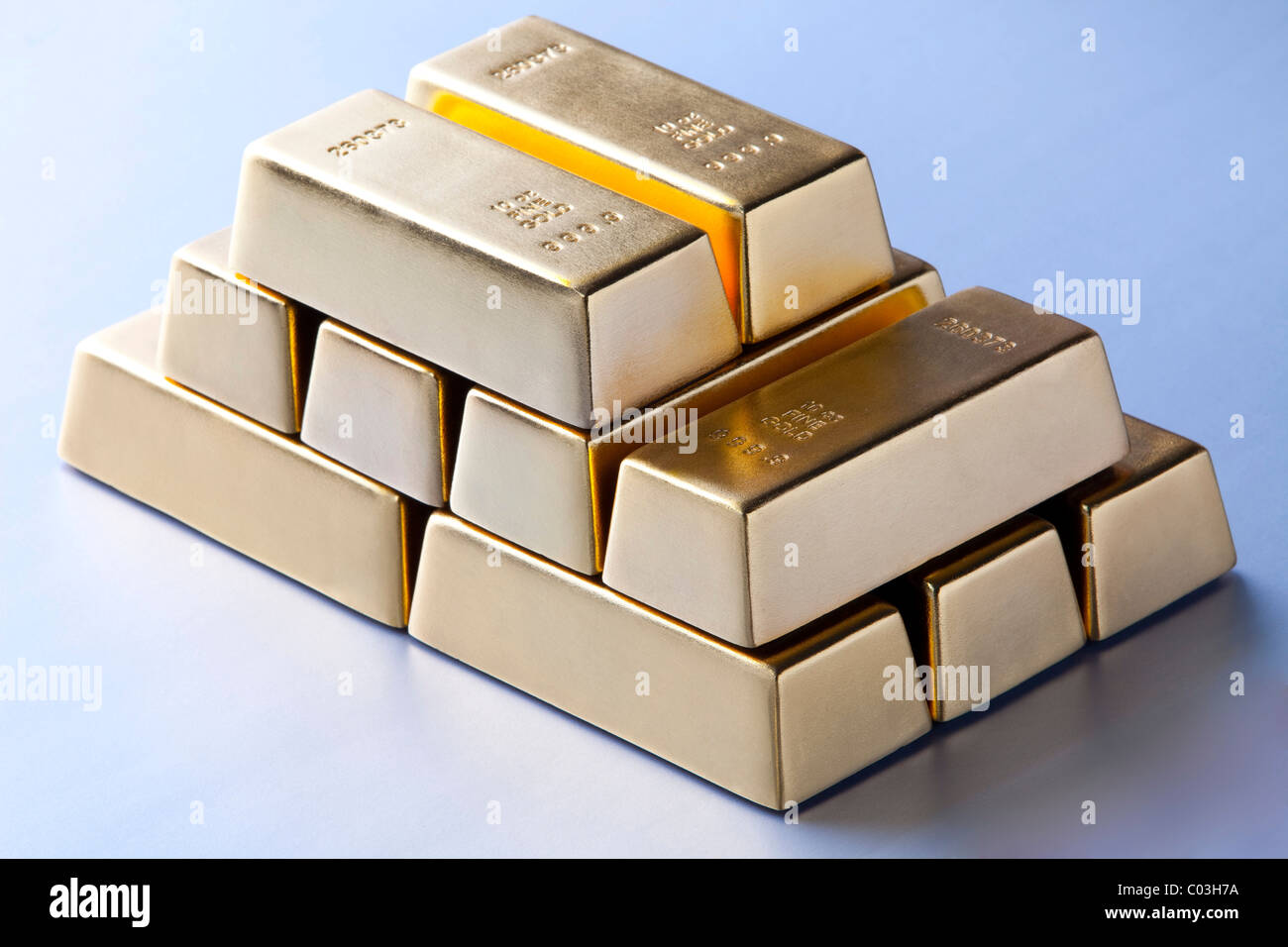 Stack of gold bars Stock Photo