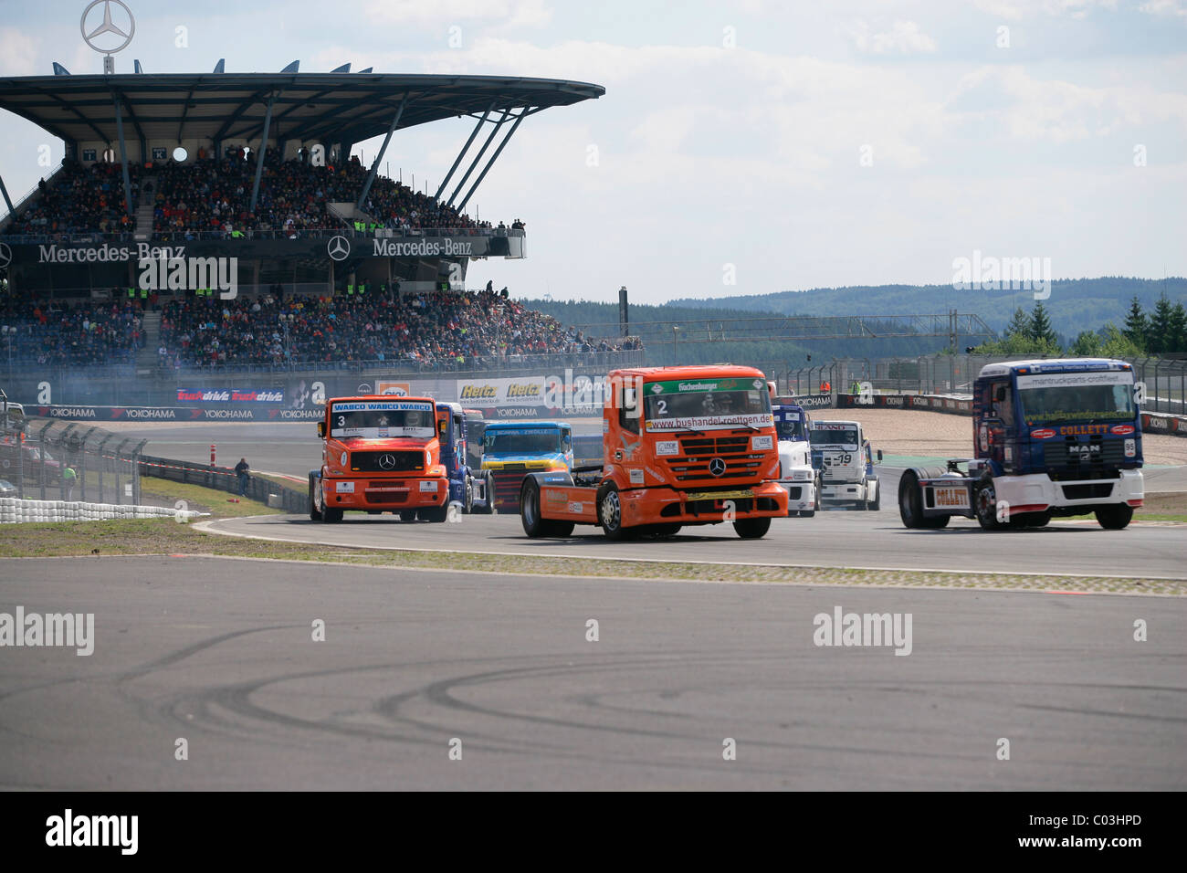 ADAC Truck Grand Prix Nuerburgring 2010, Country Festival, start of the Mittelrhein Cup race, Nuerburgring race track Stock Photo