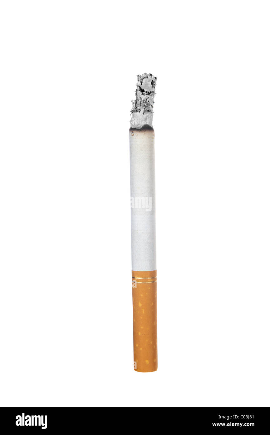 A burning cigarette on white Stock Photo