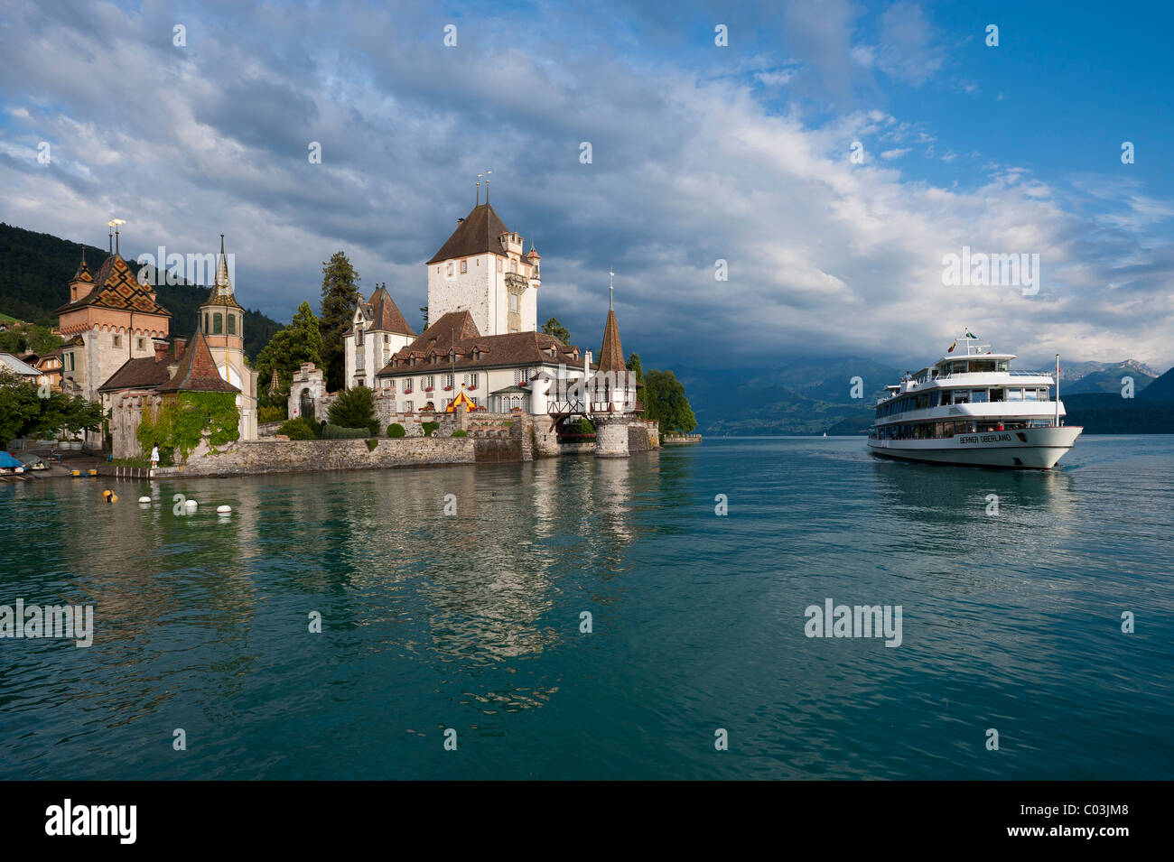 Oberhofen Castle on Lake Thun, canton of Bern, Switzerland, Europe Stock Photo