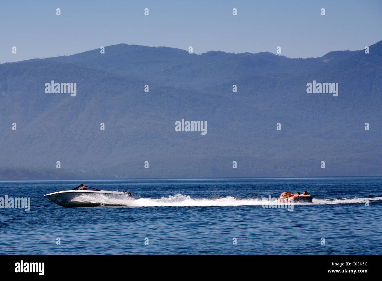 Water sport on the lake of Caburga, Pucon, Chile Stock Photo