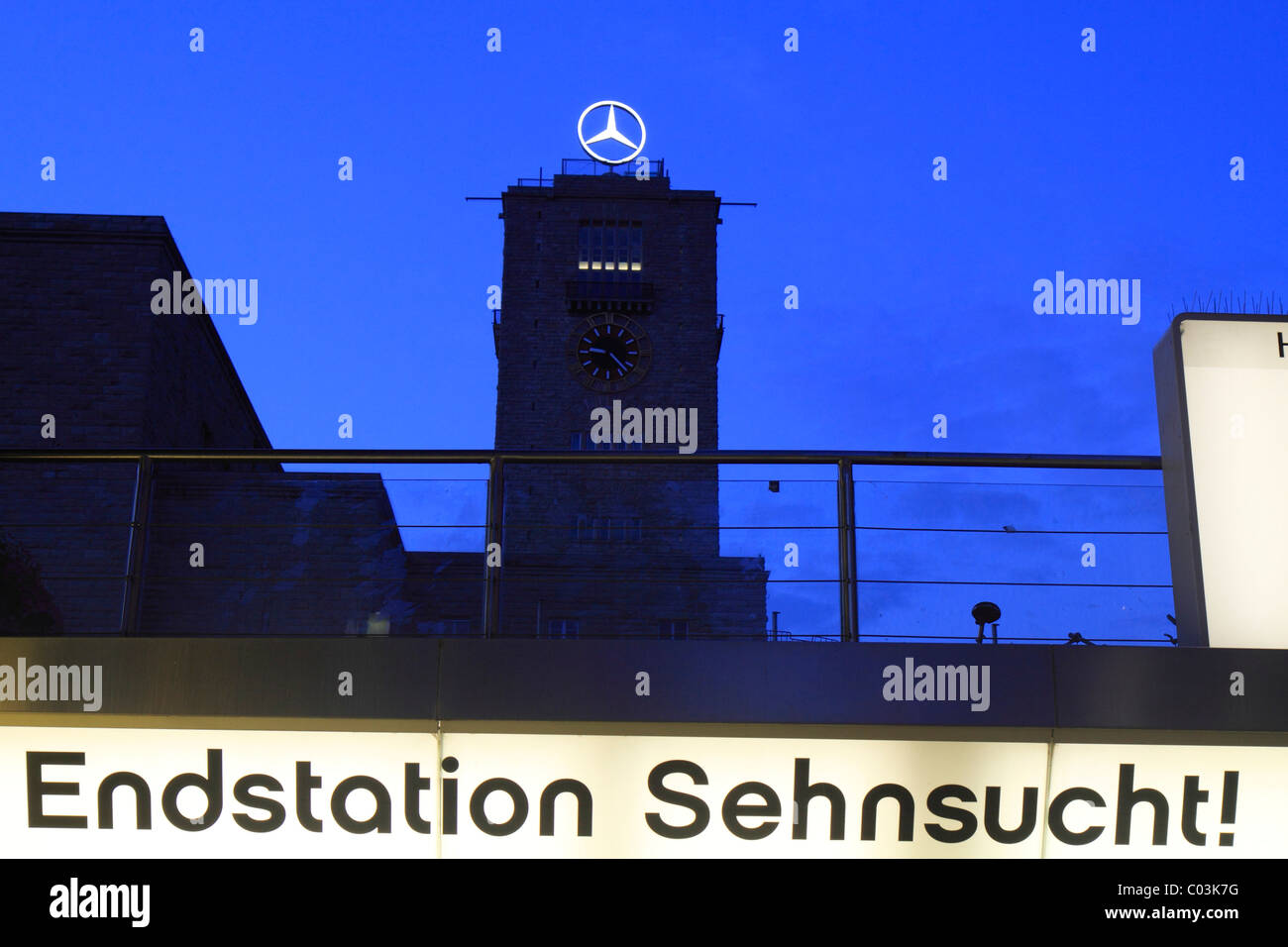 Central Station, lettering ENDSTATION SEHNSUCHT, symbolic image for the resistance against the Stuttgart 21 construction project Stock Photo