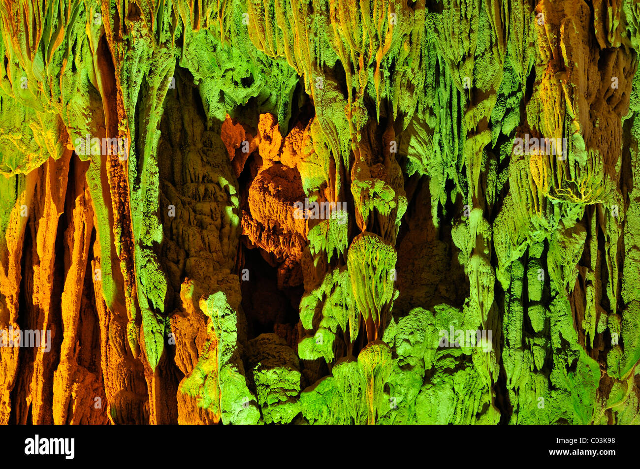 Hang Sung Sot, Cave of Surprises, stalactite cave in Halong Bay, Vietnam, Southeast Asia Stock Photo
