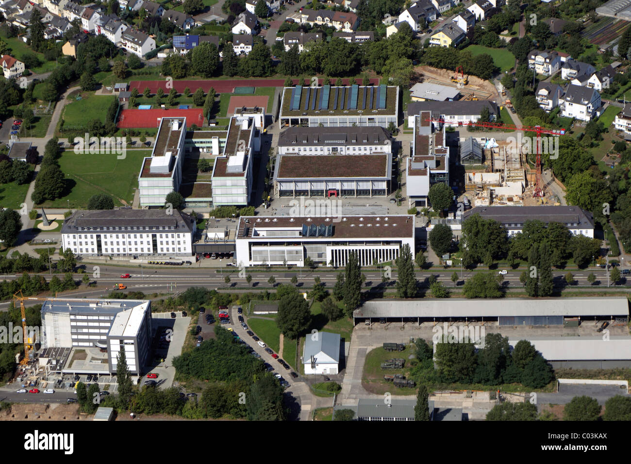 Aerial view, site of the University of Koblenz, Koblenz, Rhineland-Palatinate, Germany, Europe Stock Photo