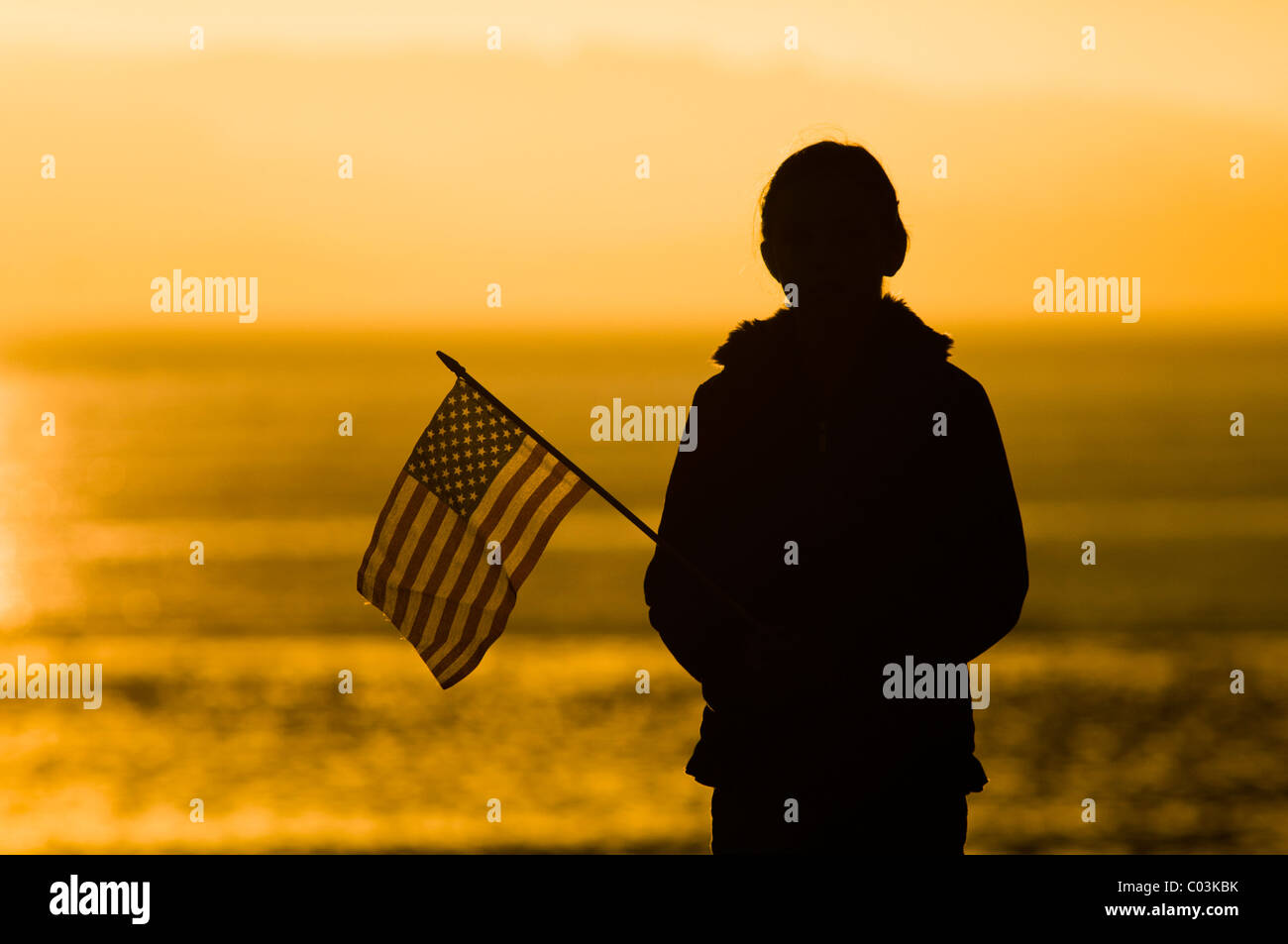 Young Girl Holding Flag Stock Photo Alamy