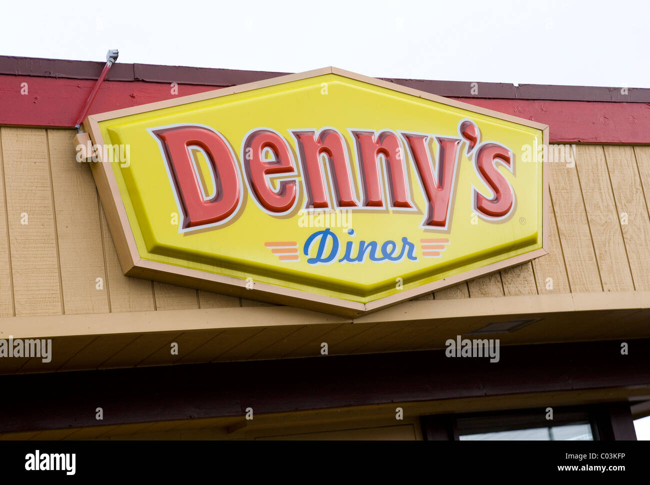 Denny s logo on wall editorial stock photo. Image of stone - 217528143