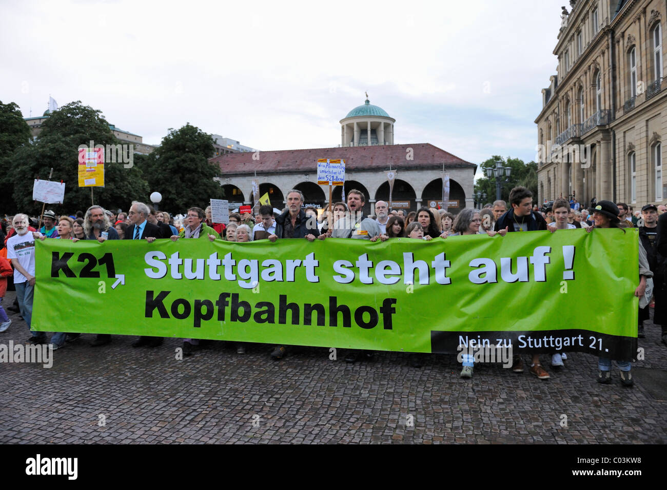 Demonstration of Stuttgart 21 opponents against the reconstruction of the railway station, city center, Stuttgart Stock Photo