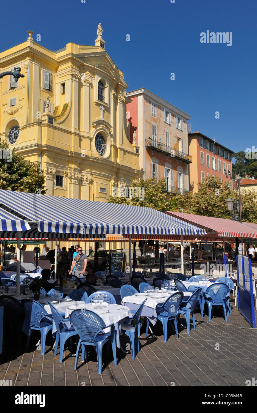 Marche aux Fleurs market and Cours Saleya, Nice, Department Alpes-Maritimes, Region Provence-Alpes-Côte d'Azur, France, Europe Stock Photo