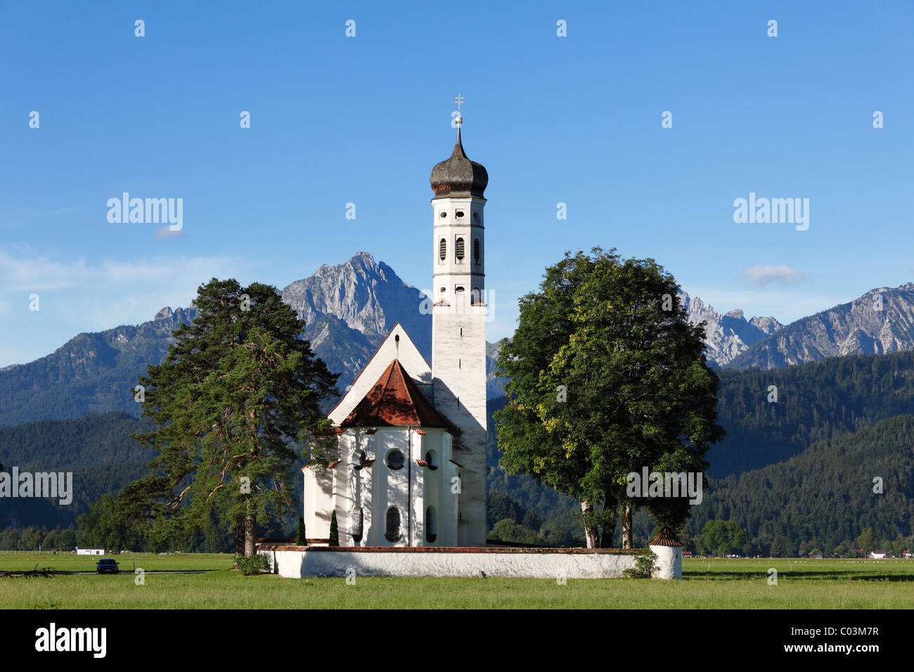 Church of St. Coloman or Colomanskirche, Schwangau, in front of the ...