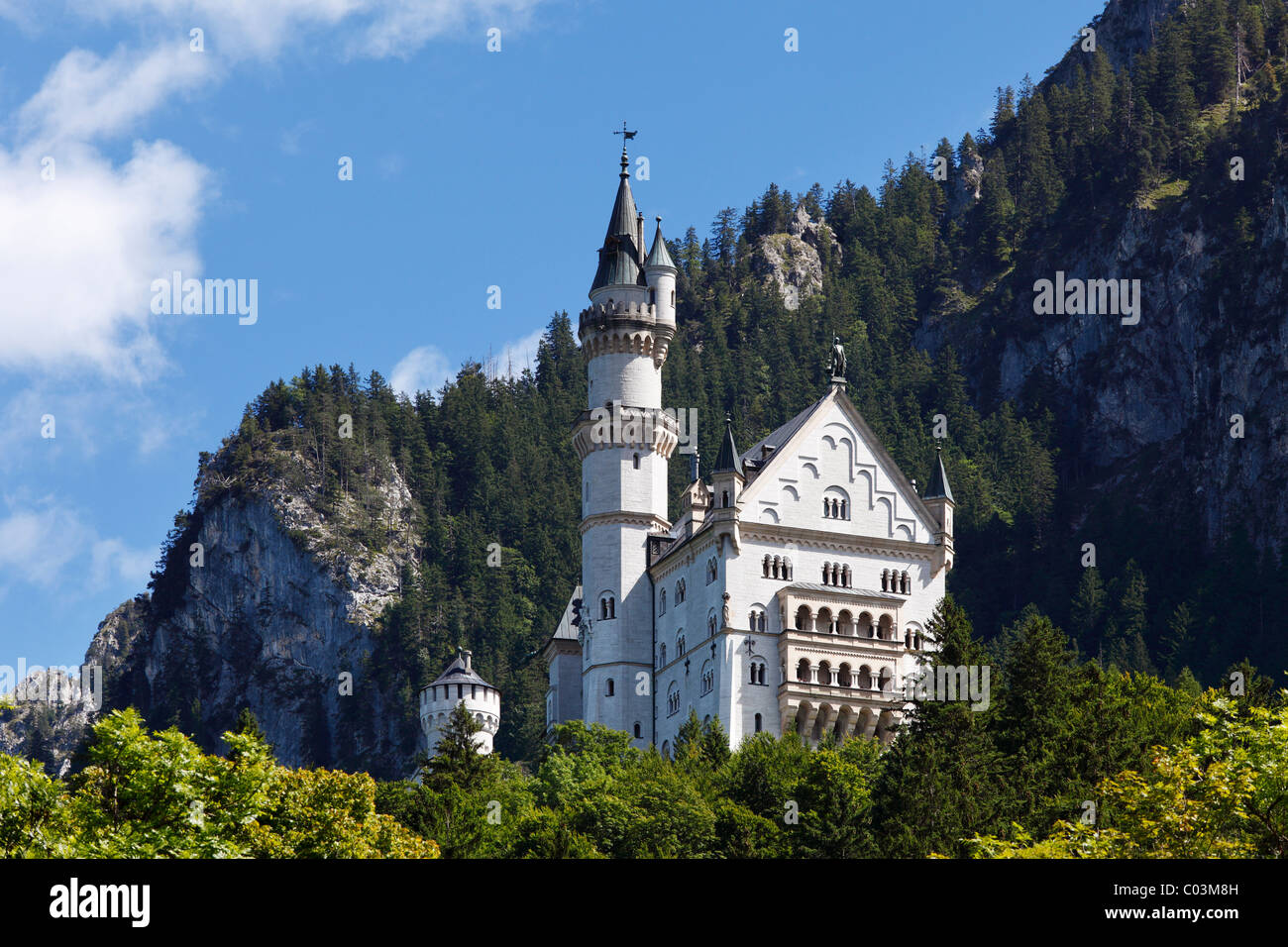 Schloss Neuschwanstein Castle, Ostallgaeu, Allgaeu, Schwaben, Bavaria, Germany, Europe Stock Photo