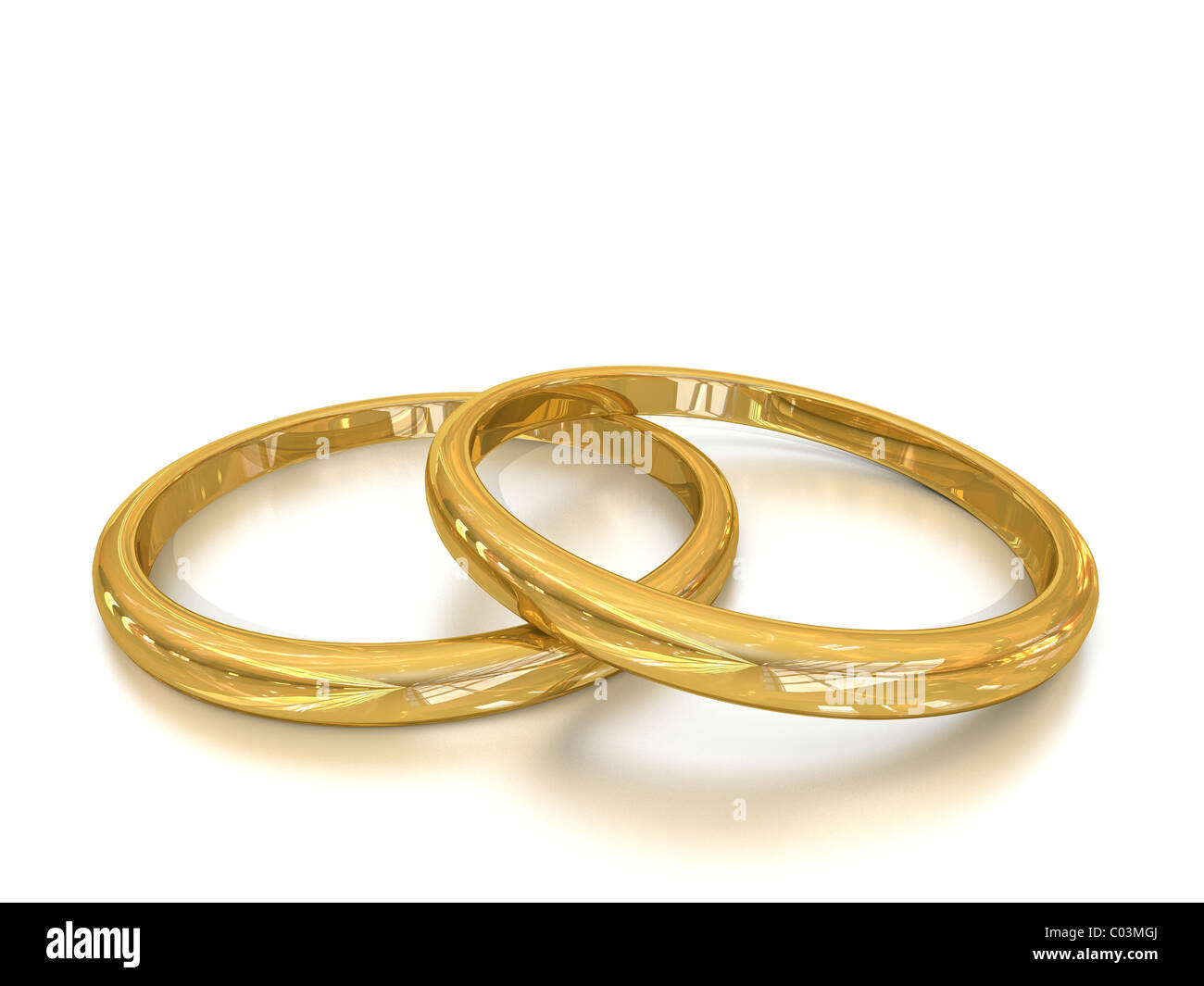 Gold wedding rings on white Background Stock Photo Alamy