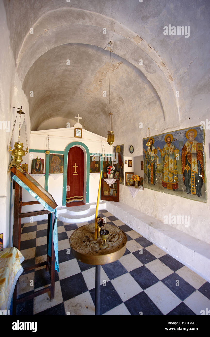 Interior of the Greek Orthodox church of Saint Charapampos, Paliachora, Aegina, Greek Saronic Islands Stock Photo