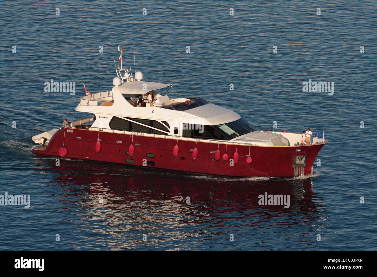 C.Boat 27-82 Classic motor yacht. Wealthy lifestyle. Stock Photo