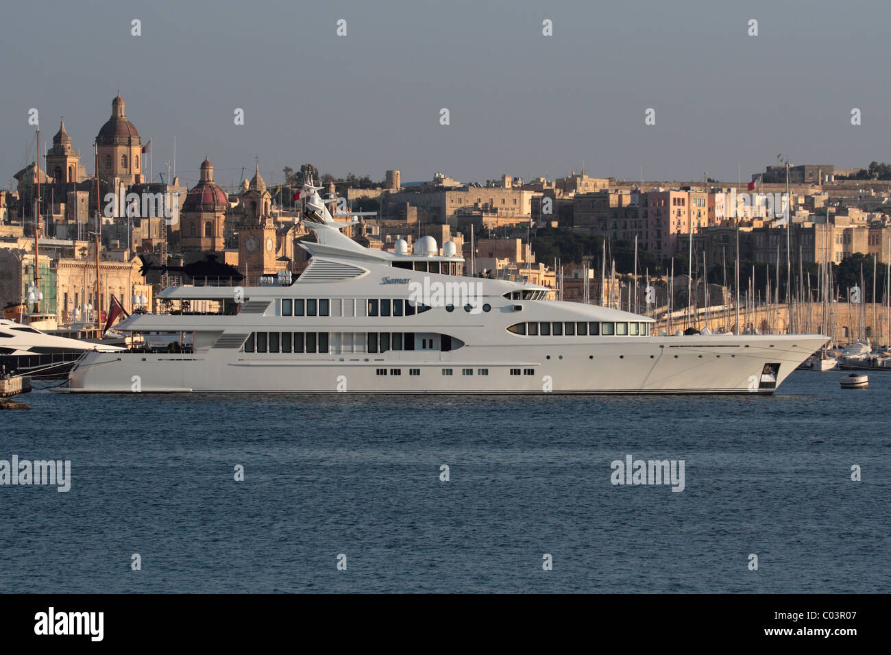 The superyacht Samar in Malta's Grand Harbour Stock Photo