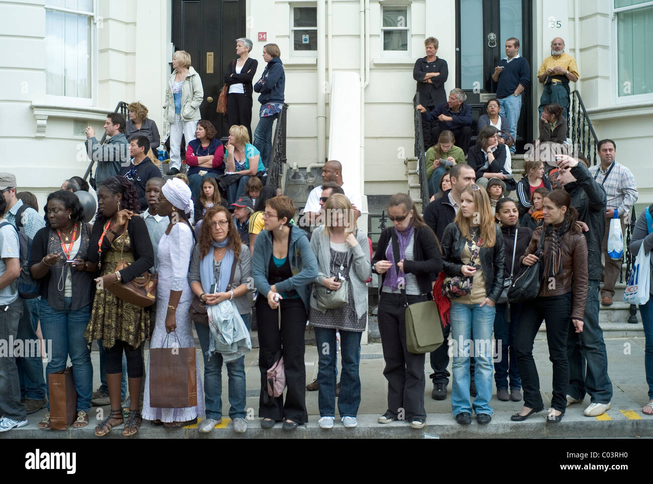 A photograph of a crowd of on-lookers at the Notting Hill Carnival, London 2010 Stock Photo