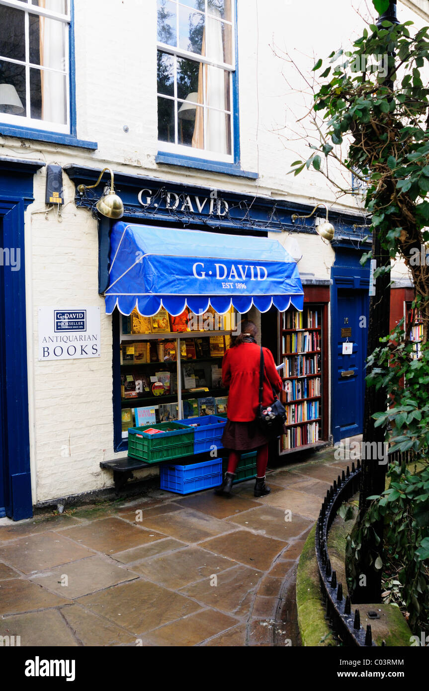 G.David Antiquarian Books Bookshop, St Edwards Passage, Cambridge, England, UK Stock Photo