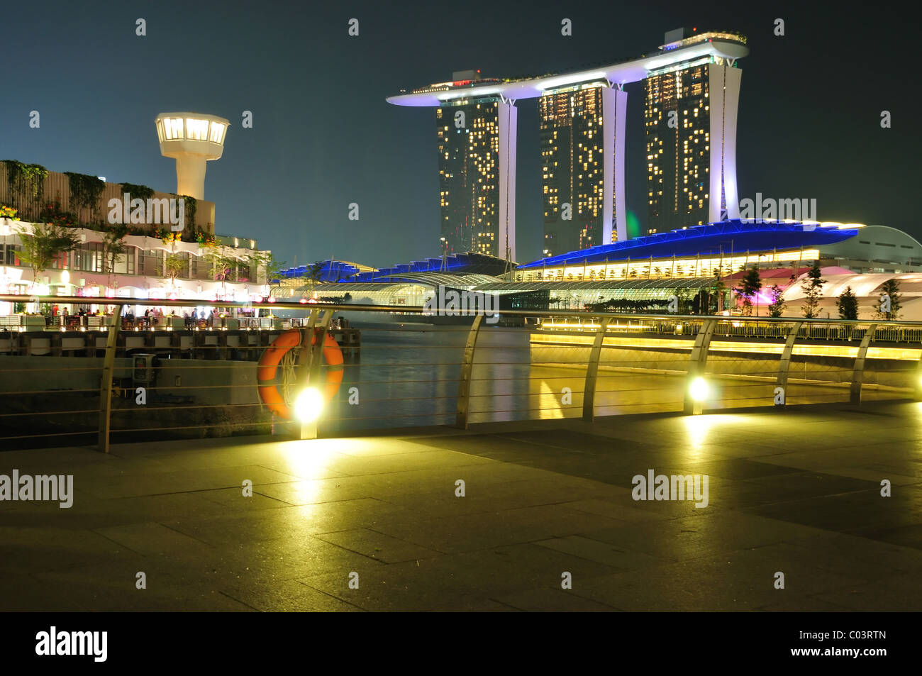 Marina Bay Sands Hotel and the Marina Bay Promontory Stock Photo
