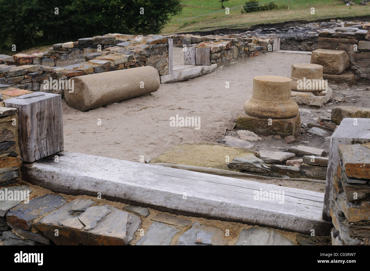 Window of a room in the " Domus " Archaeological site " Chao Samartin " Asturias SPAIN Stock Photo