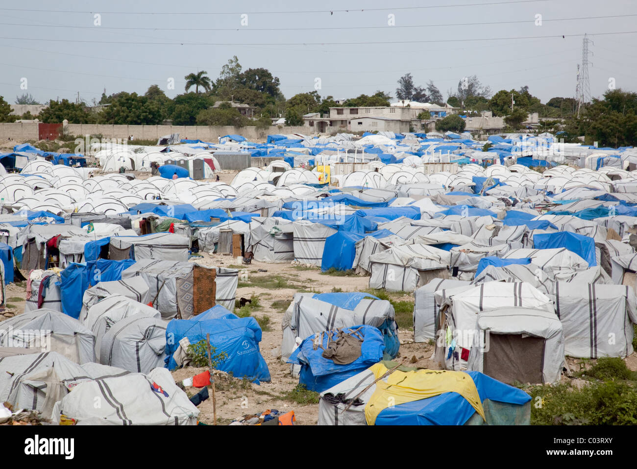 Haitian tent city for earthquake refugee Stock Photo