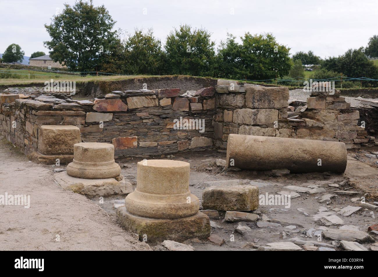 Patio of the " Domus " Archaeological site " Chao Samartin " Asturias SPAIN Stock Photo