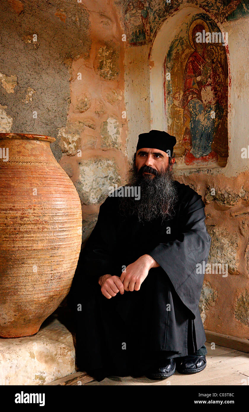 A Greek Orthodox monk in Aghia Triada ("Holy Trinity") monastery