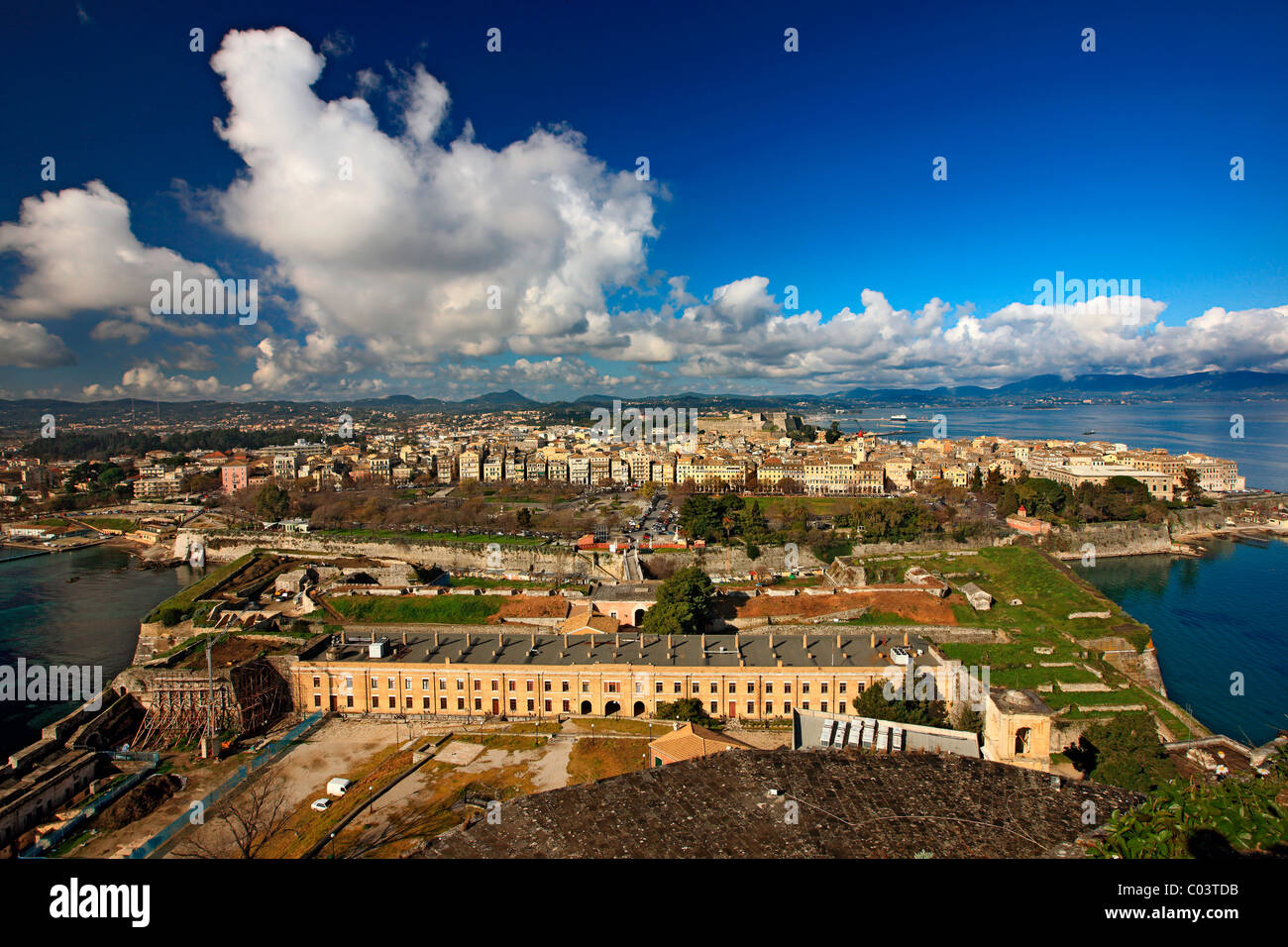 Panoramic view of Corfu town, Kerkyra Island, Greece Stock Photo