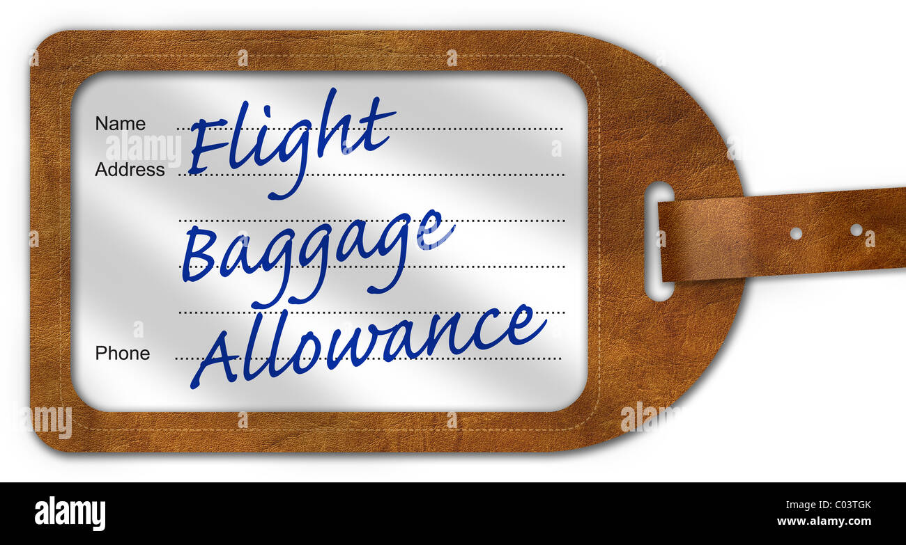 Suitcase/Luggage Label with ‘Flight Baggage Allowance’ written on Stock Photo Alamy