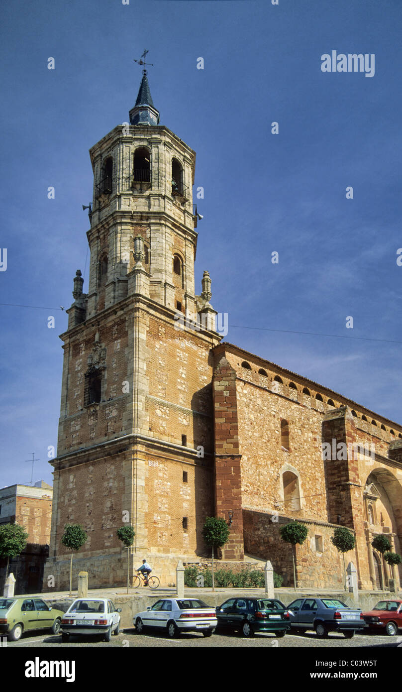 Santa Catalina Church at Plaza Mayor in La Solana, Castile-La Mancha, Spain Stock Photo