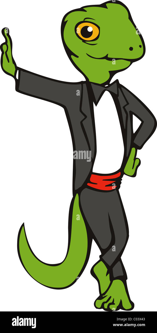 gecko standing with big eyes, top hat 