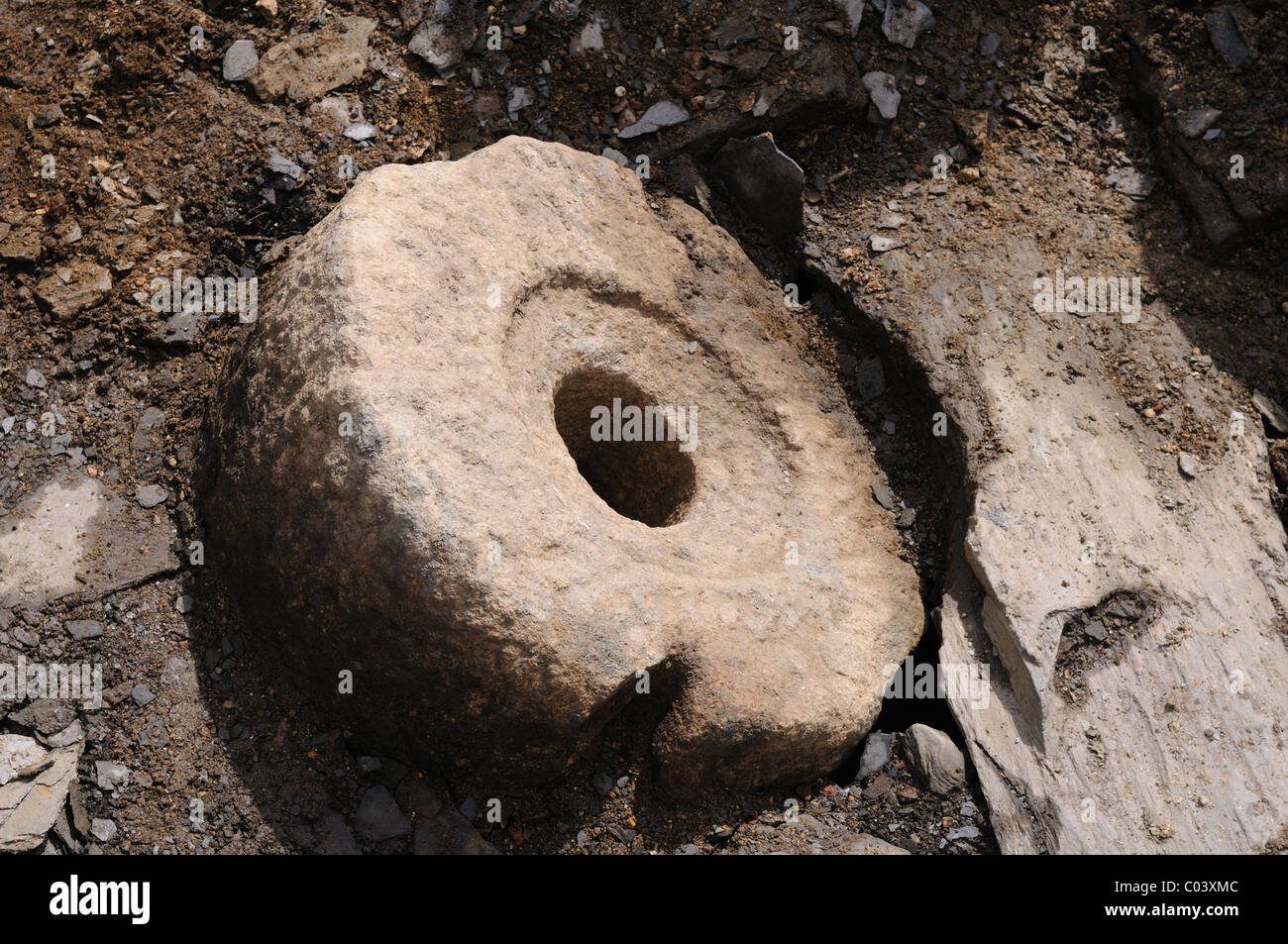 Stone drain - Archaeological site ' Chao Samartin ' Asturias SPAIN Stock Photo