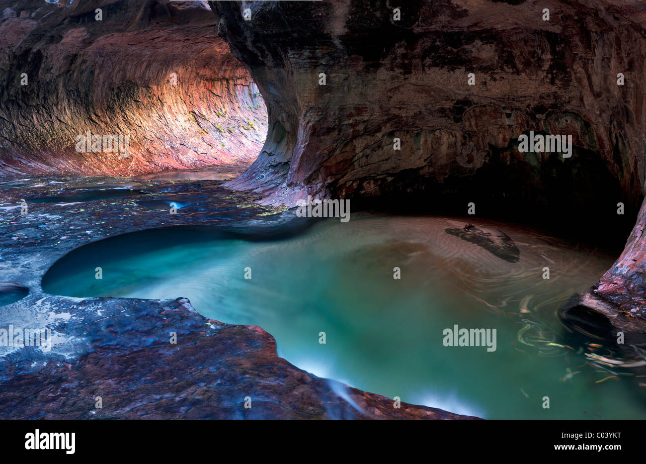 The Subway. Left Fork of North Creek. Zion National Park, Utah. Stock Photo