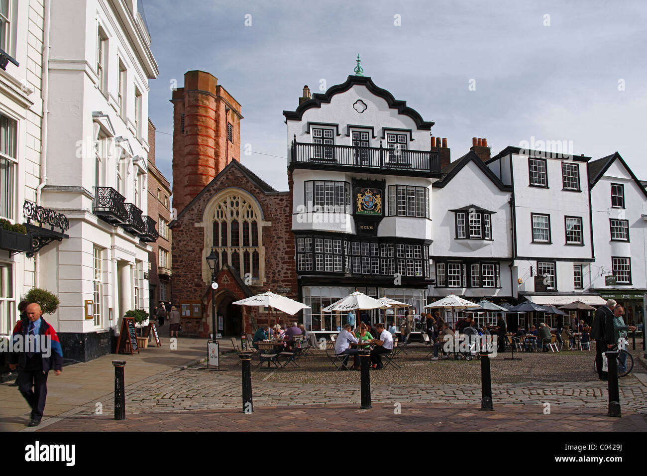 Distinctive architecture in Cathedral Close, Exeter, Devon, England, UK Stock Photo