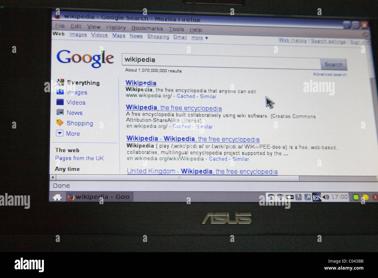 Close up screen of a notebook showing Google search on Wikipedia Stock  Photo - Alamy