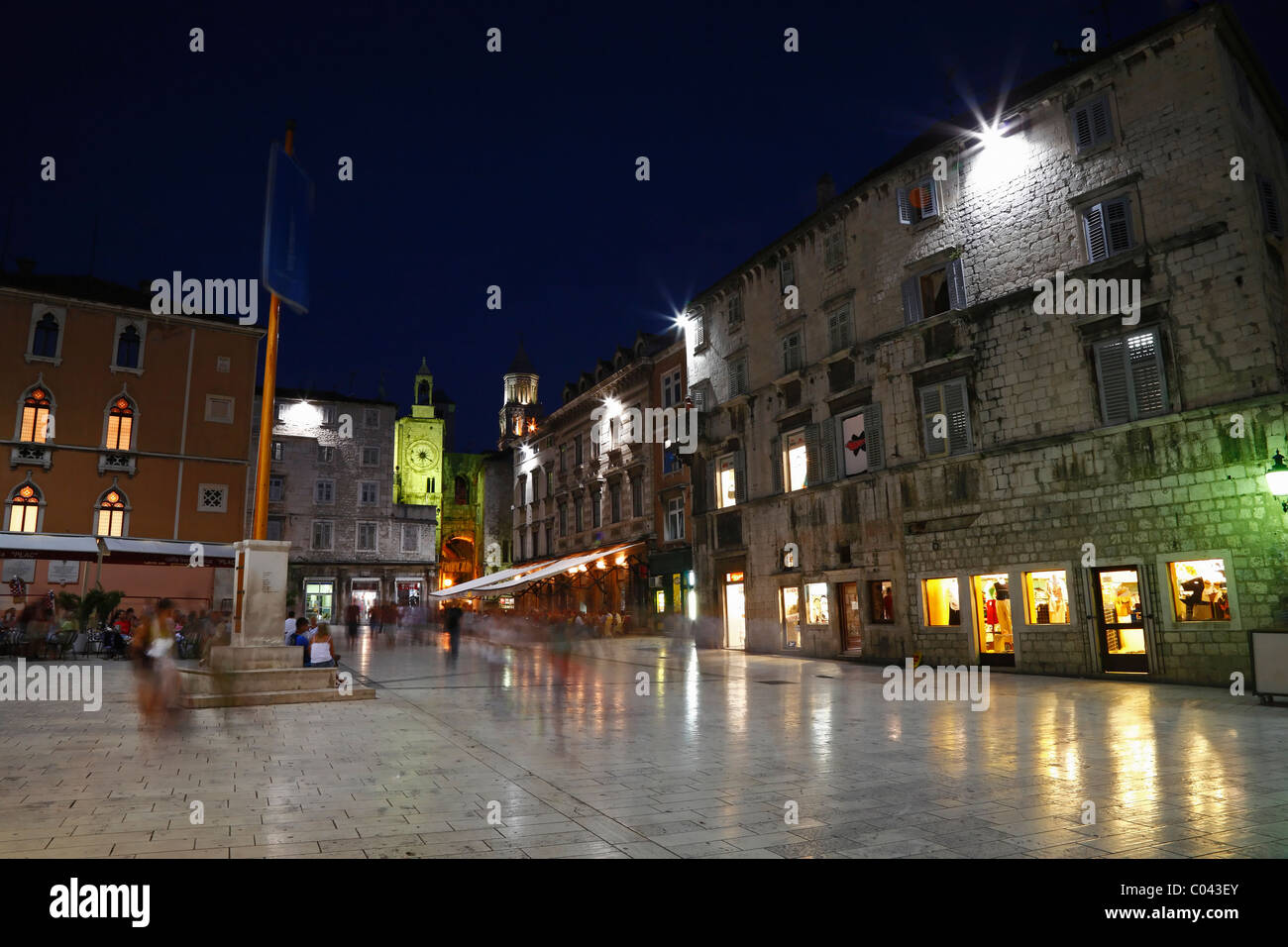 Split, view at the square by night. Stock Photo
