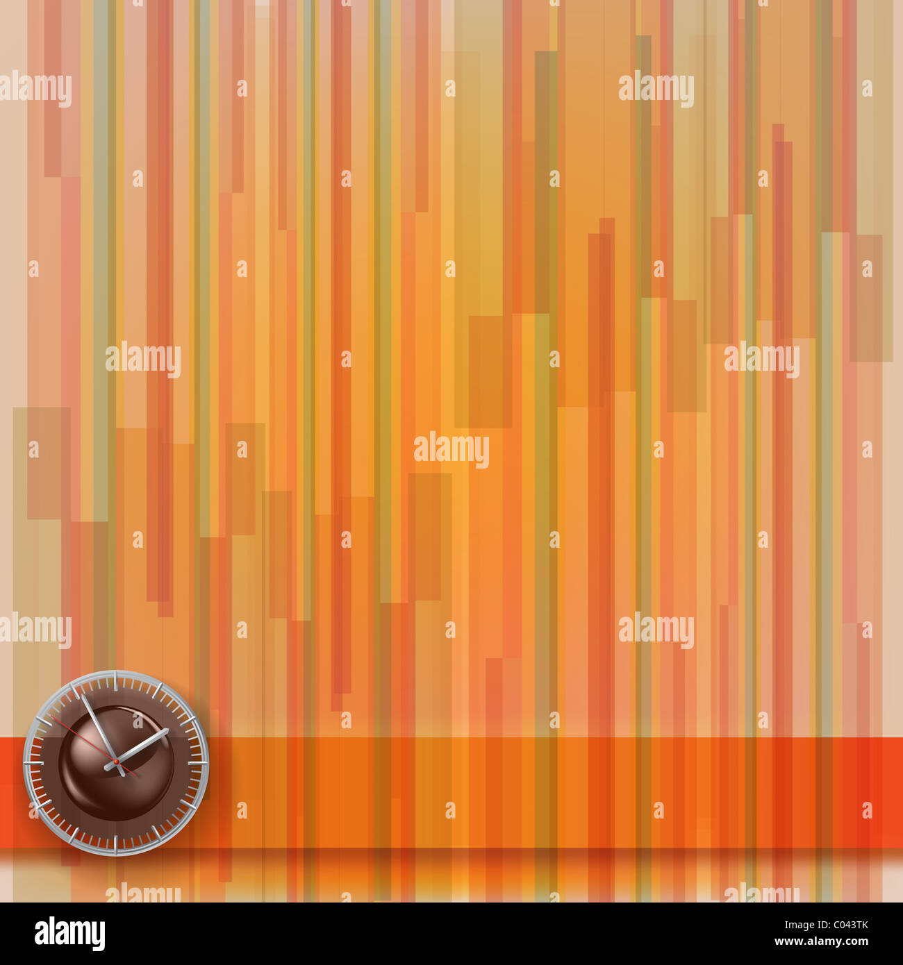 abstract illustration with clock on stripes background Stock Photo - Alamy
