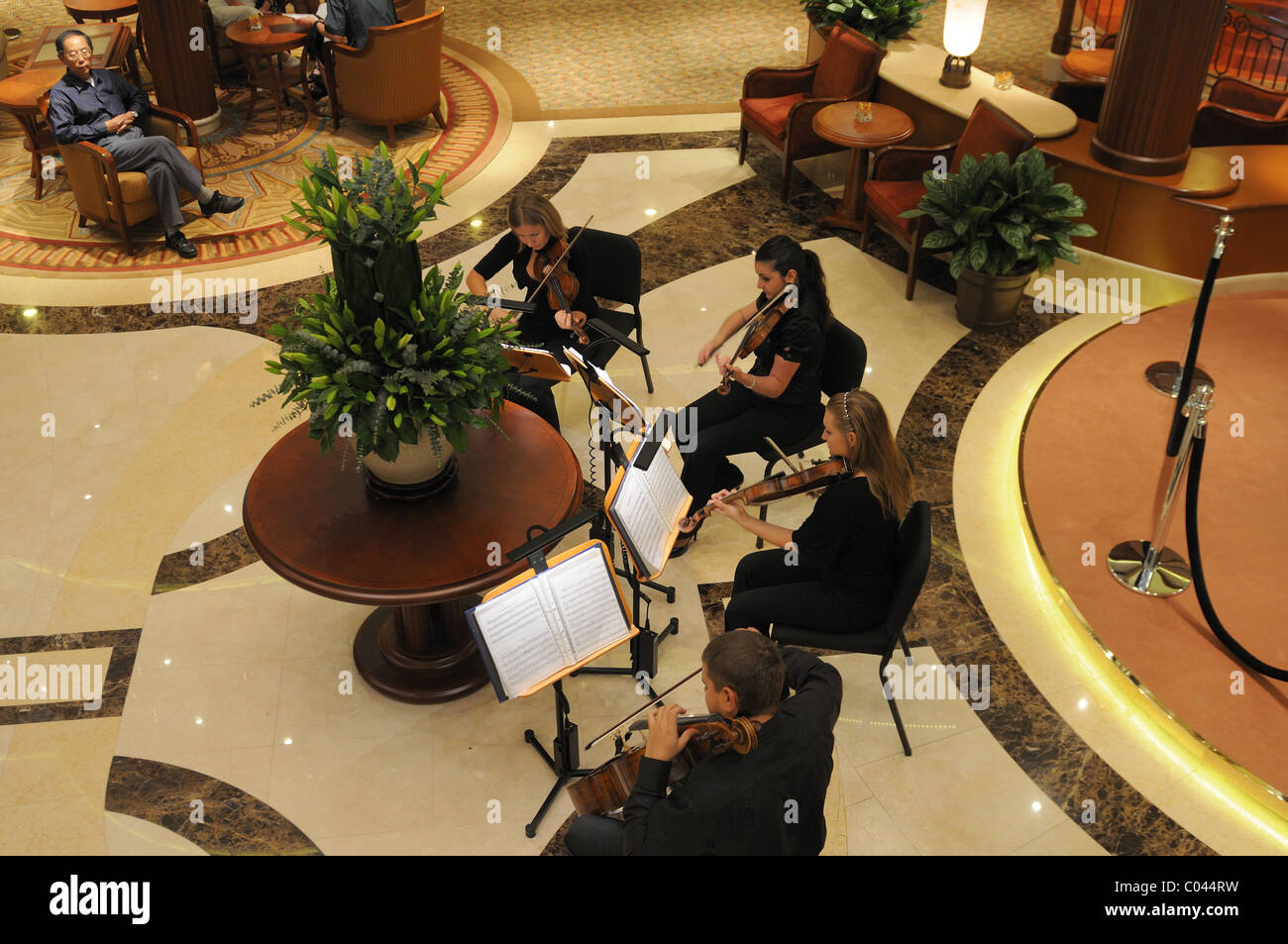 A string quartet playing classical music in the Queen Elizabeth's