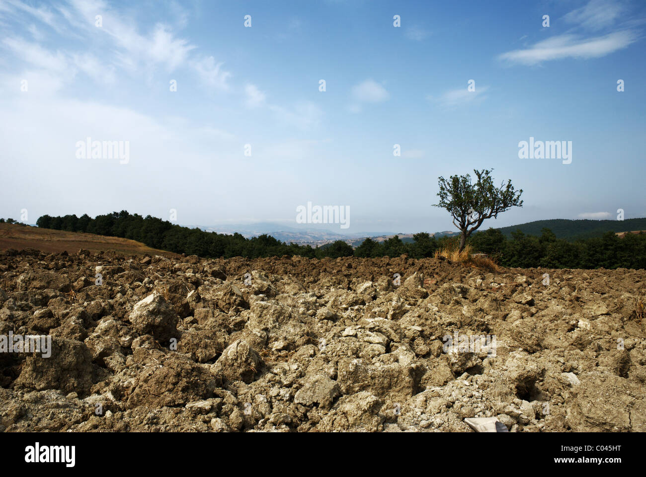 Plowed fields in Molise (center Italy) Stock Photo