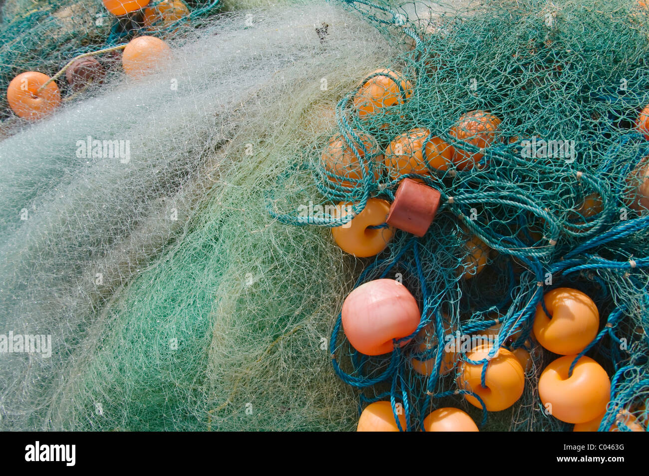 Fishermen untangling fishing nets on the beach after hauling in a catch,  Goa, India, Stock Photo, Picture And Rights Managed Image. Pic.  SCS-S0500043WB