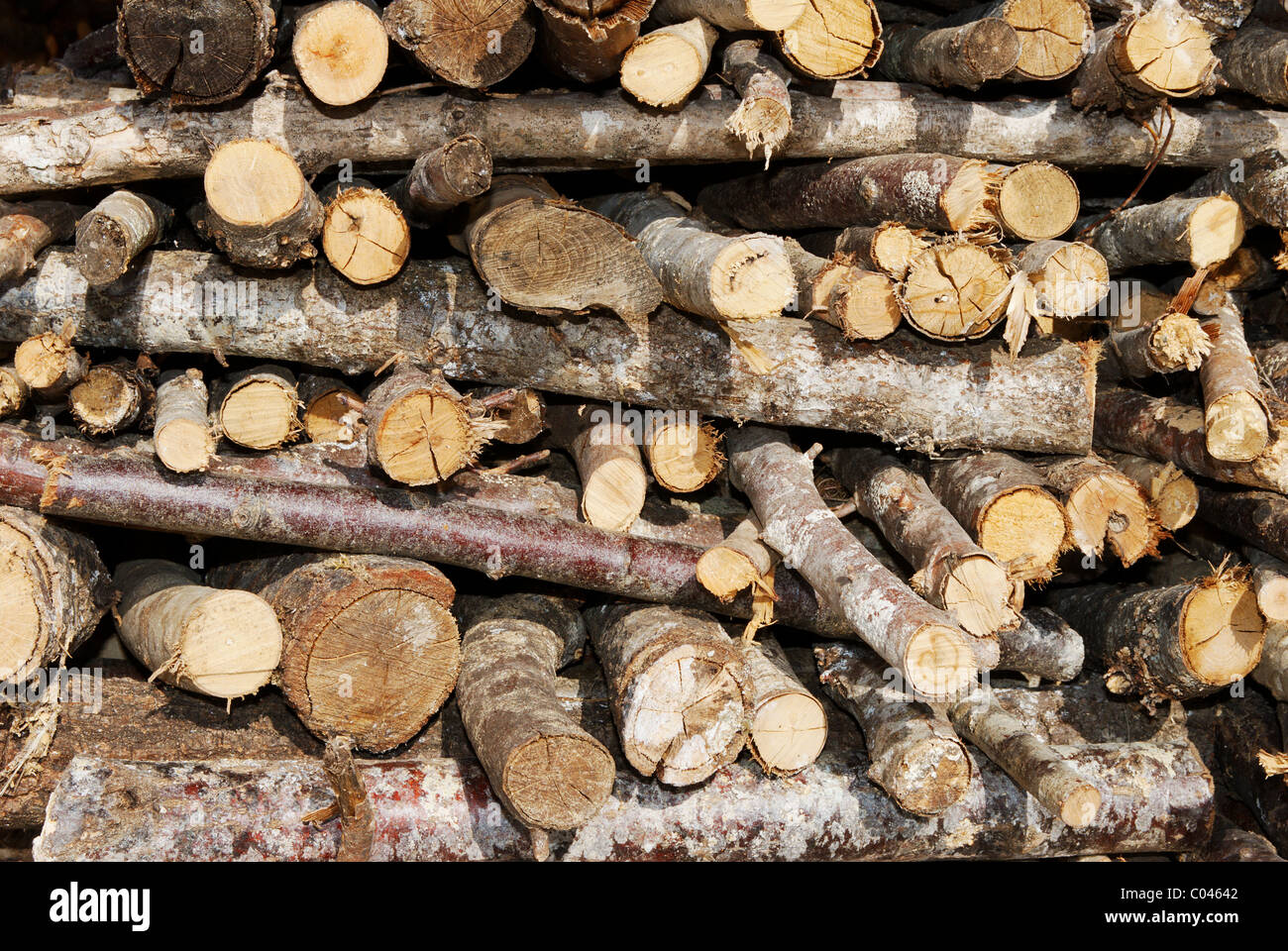 Heap of chopped wood ready for the fire Stock Photo Alamy