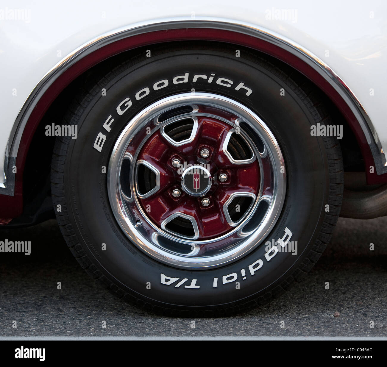 Bfgoodrich tire and wheel of a classic car at Cruisin Grand Classic Car Show, Encinitas, California, USA Stock Photo