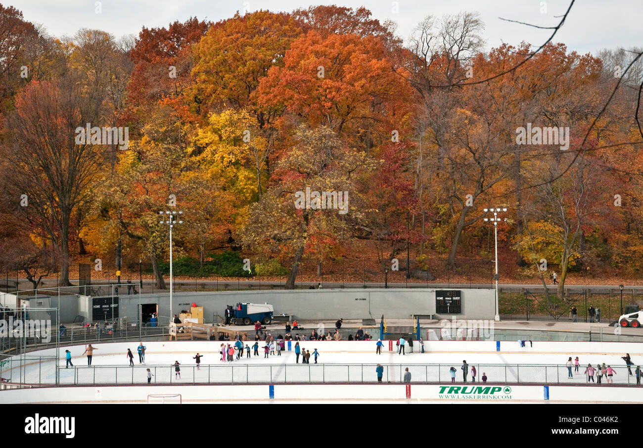 Lasker Ice Skating Rink in Central Park, NYC Stock Photo