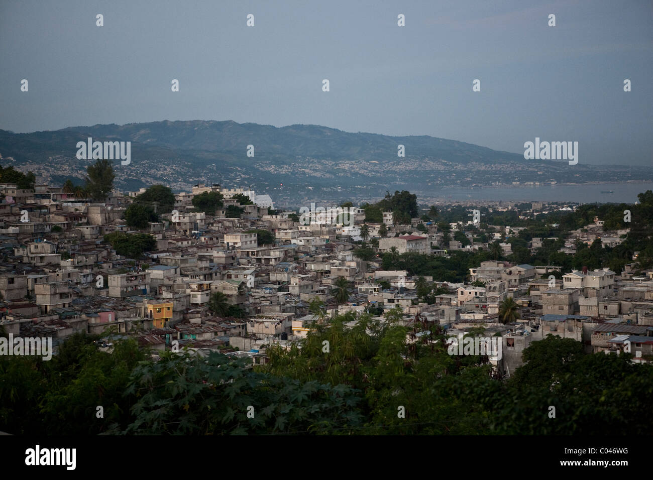 View over central Port au Prince, Haiti before the 2010 earthquake. Stock Photo