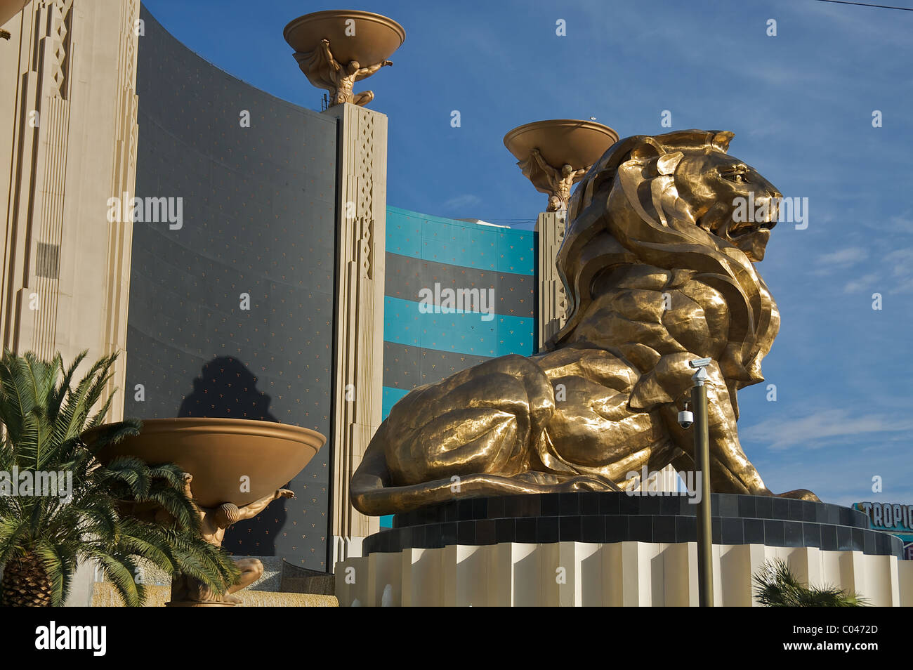A statue of a lion at the MGM Grand Hotel and Casino in Las Vegas Stock Photo