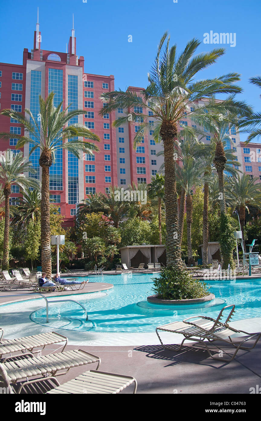 A pool at the Hilton Grand Vacations Club at the Flamingo in Las Vegas Stock Photo