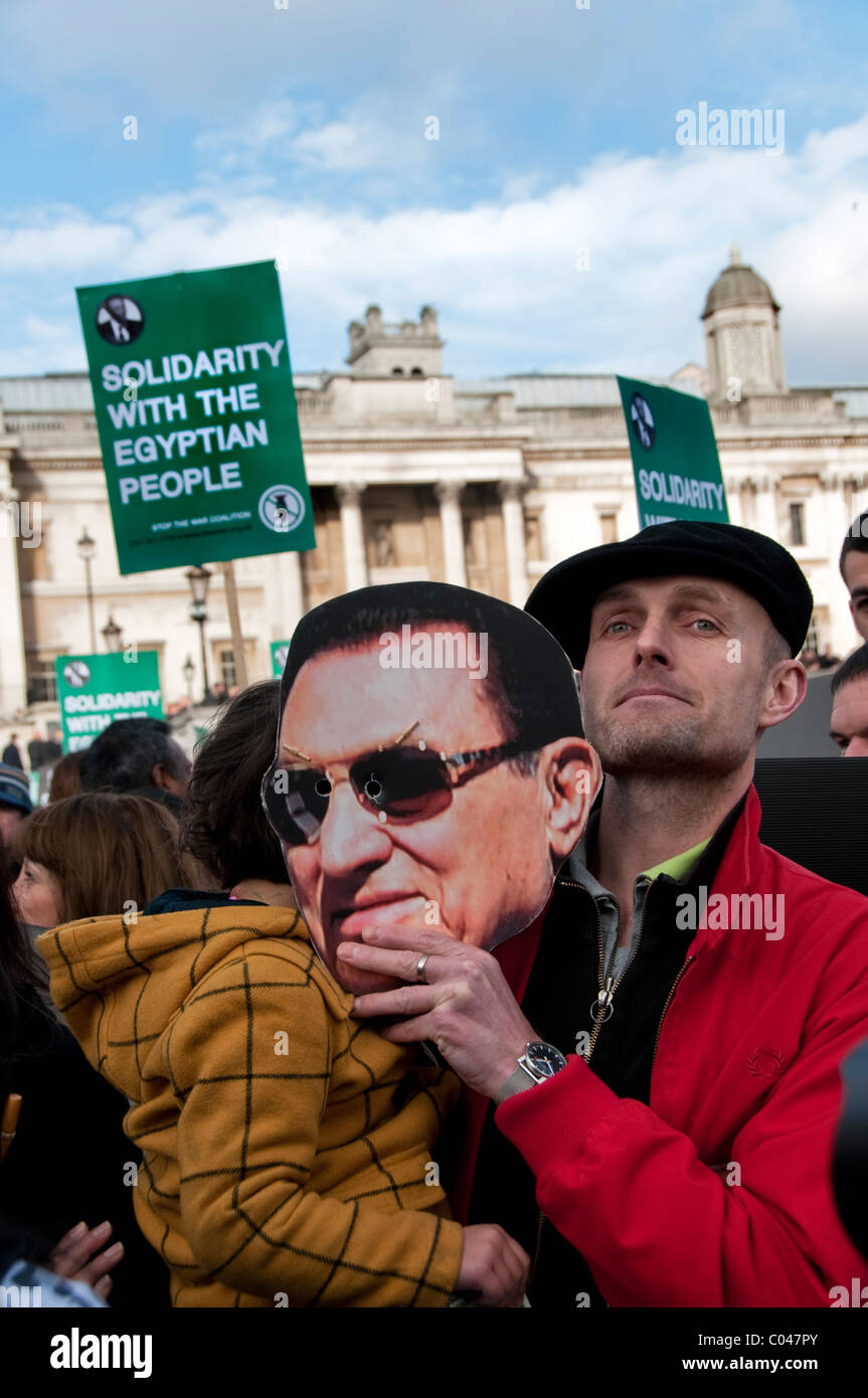 Egyptian Victory celebration on Mubarak's resignation organized by Amnesty International Trafalgar Square London UK Stock Photo